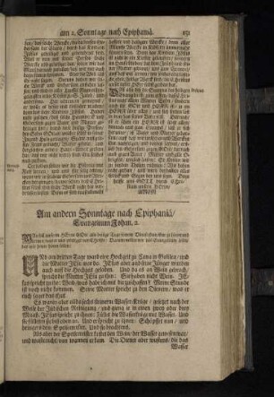 Am andern Sonntage nach Epiphaniä/ Evangelium Johan. 2.