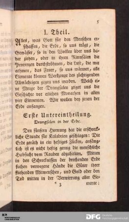 Erste Untereintheilung. Drangsalen in der Erde.