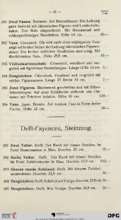 Delft-Fayencen, Steinzeug (Nr. 397-428)