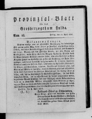 Num. 28., Ausgabe vom 12. April 1816