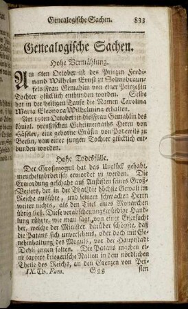 Genealogische Sachen.