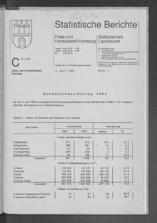 Gemüseanbauerhebung 1992 : Lfd. Nr. 1