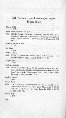 XII. Personen und Familiengeschichte, Biographien