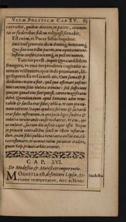 Cap. XVI. De Modestia [et] Maiestate imperantis.
