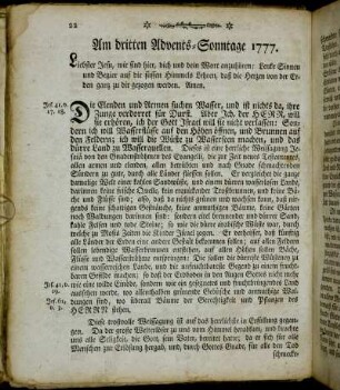 Am dritten Advents-Sonntage 1777. - Am vierten Advents-Sonntage 1777.