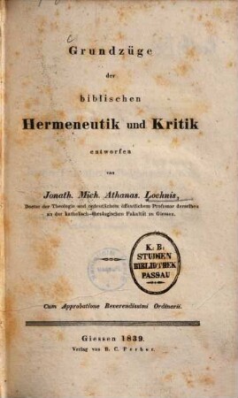 Grundzüge der biblischen Grammatik und Kritik