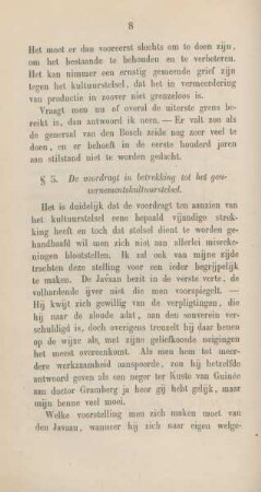 § 5. De voordragt in betrekking tot het gouvernementskultuurstelsel