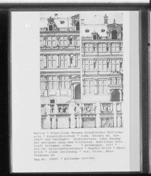 Architectura, oder Bauung der Antiquen auss dem Vitruvius, woellches sein funff Colummen orden ... — fol.16: Architekturentwurf