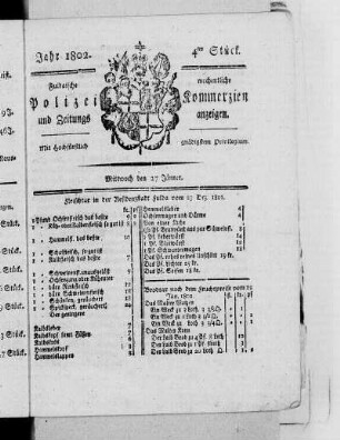 4tes Stück, Ausgabe vom 27. Januar 1802