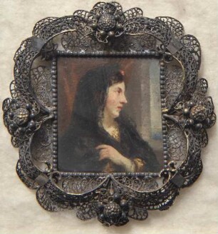 Dame in schwarzem Schleier. Miniatur aus der Sammlung Loewe