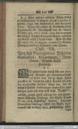 Cap. VII. Von den Praerogativen Hoheiten, Einkünfften, Kriegsmacht, Ritter-Orden, Wapen dieser Hertzoge