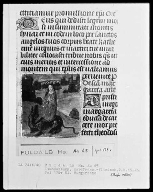 Stundenbuch, ad usum Romanum — Die heilige Margarethe mit dem Drachen, Folio 178verso
