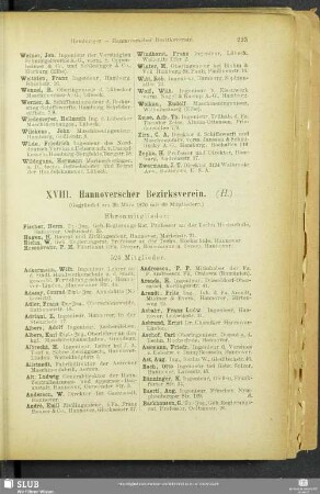 XVIII. Hannoverscher Bezirksverein.