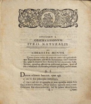 Gottfriedi Achenwalli observationes iuris naturalis, 1. De libertate mentis