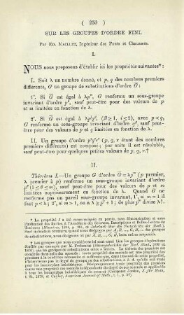 Sur les groupes d'ordre fini.