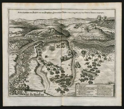Action so zwischen den Kayserl: und den Königlichen Schwedischen Völckern den 12. Augusti 1647. bei Tribel in Böhmen vorgangen.