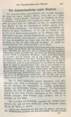 Der Unterseebootkrieg gegen England