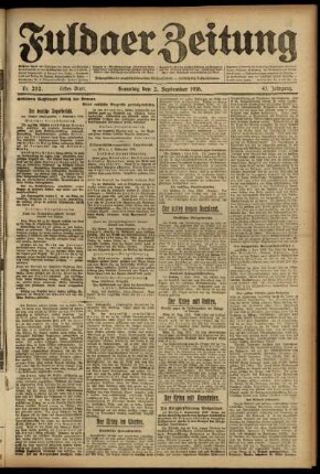 Erste Ausgabe vom Samstag, den 02. September 1916.