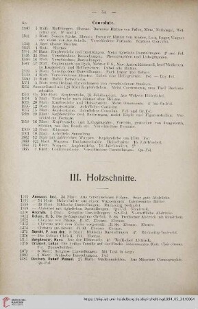 III. Holzschnitte (Nr. 1366 - 1545)