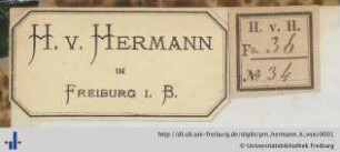 [Provenienz]: Hermann, H. von