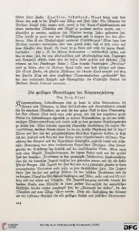 Die geistigen Grundlagen der Körpererziehung
