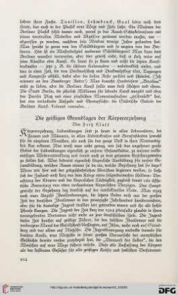 Die geistigen Grundlagen der Körpererziehung