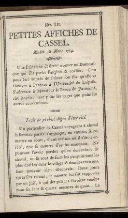No LII (Mardi 16 Mars 1784)