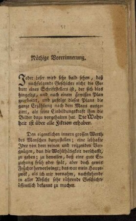 Nöthige Vorerinnerung.