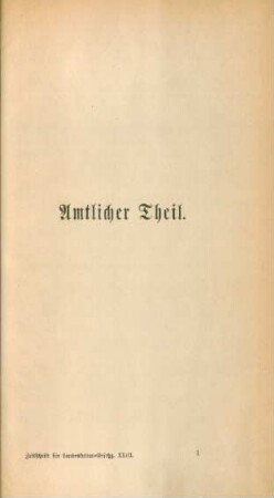 Amtlicher Theil. Nichtamtlicher Theil