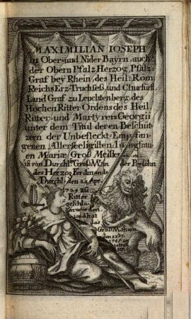 Des Churbaierischen Hohen Ritter-Ordens St. Georgii Wappen-Kalender. 1766