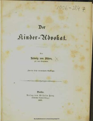 Der Kinder-Advokat / Hedwig von Olfers