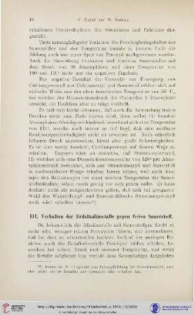 III. Verhalten der Erdalkalimetalle gegen freien Sauerstoff