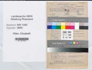 Entnazifizierung Elisabeth Ritter, geb. 02.06.1904 (Stenotyp.)