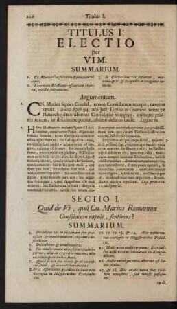 Titulus I. Electio per Vim