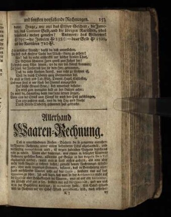 Allerhand Waaren-Rechnung