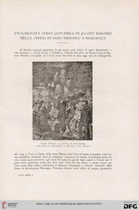 32: Un' ignorata opera giovanile di Jacopo Bassano nella Chiesa di Sant'Antonio a Marostica