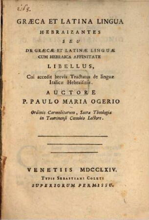 Graeca et lingua Latina Hebraizantes