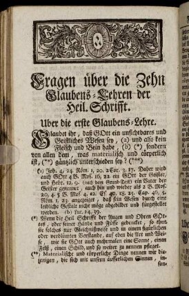Fragen über die Zehn Glaubens-Lehren der Heil. Schrifft