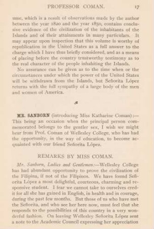 Remarks by Miss Coman