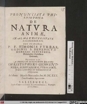 Pronunciata Philosophica, De Natura Animae