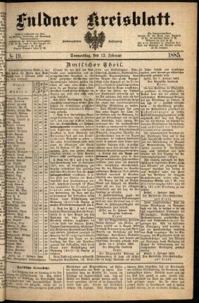 Ausgabe vom Donnerstag, den 12. Februar 1885.