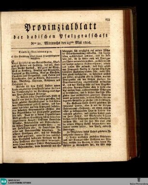 Provinzialblatt der badischen Pfalzgrafschaft