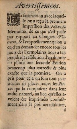 Actes, memoires et autres pièces autentiques concernant la paix d'Utrecht. 1. (1714). - 569 S. : Ill.