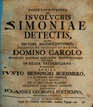 Dissertatio Ivridica De Involvcris Simoniae Detectis