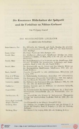 Die Konstanzer Bildschnitzer der Spätgotik und ihr Verhältnis zu Niklaus Gerhaert