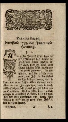 Das erste Kapitel, betreffend 1748. den Jenner und Hornung