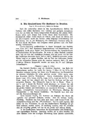 Die Sonderklasse für Stotterer in Breslau : [Mitteilungen]