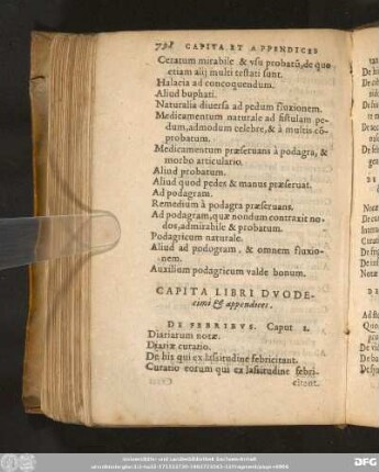 Capita Libri Duodecimi & appendices.