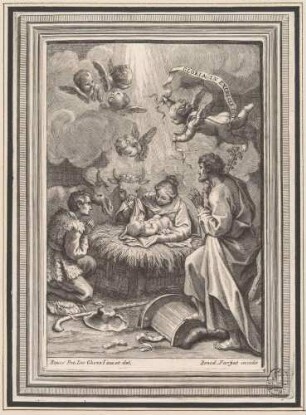 Die Geburt Jesu, aus: Sei omelie di Nostro Signore papa Clemente undecimo esposte in versi da Alessandro Guidi, Rom 1712