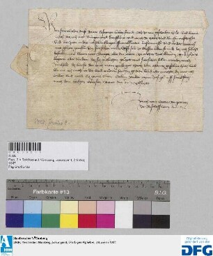 Zürch von Steten, Amtmann zu Bischofsheim, sagt im Namen und Auftrag des Erzbischofs von Mainz für die Nürnberger Kaufmannschaft zur Frankfurter Fastenmesse Geleit zu.